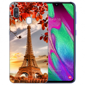Samsung Galaxy A20 Silikon TPU Hülle mit Bilddruck Eiffelturm