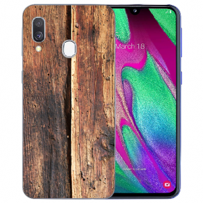 Silikon TPU Hülle für Samsung Galaxy A30 mit Bilddruck HolzOptik