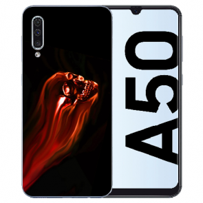 Samsung Galaxy A50s Silikon TPU Hülle mit Fotodruck Totenschädel Etui