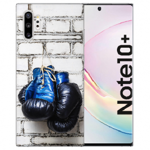 Samsung Galaxy Note 10 Plus Silikon Hülle mit Boxhandschuhe Fotodruck 