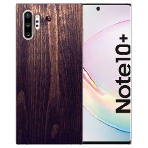 Samsung Galaxy Note 10 + TPU Hülle mit Fotodruck HolzOptik Dunkelbraun
