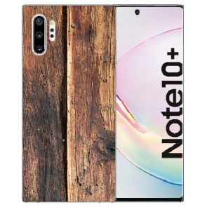 Samsung Galaxy Note 10 + Silikon Hülle mit Fotodruck HolzOptik