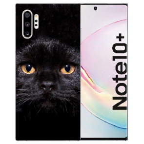 Samsung Galaxy Note 10 Plus Silikon Hülle mit Schwarz Katze Foto Druck
