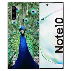 Silikonhülle TPU für Samsung Galaxy Note 10 mit Pfau Foto Druck