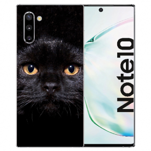 Silikonhülle TPU für Samsung Galaxy Note 10 mit Schwarz Katze Foto Druck