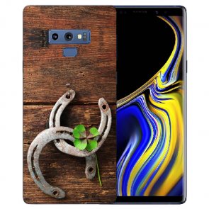 Samsung Galaxy Note 9 Silikon TPU Hülle mit Bilddruck Holz hufeisen