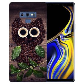 Samsung Galaxy Note 9 Silikon TPU Hülle mit Bilddruck Kaffee Eule