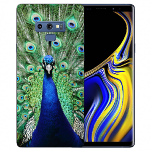Samsung Galaxy Note 9 Silikon TPU Hülle mit Pfau Foto Druck