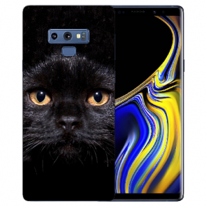 Samsung Galaxy Note 9 Silikon TPU Hülle mit Schwarz Katze Foto Druck