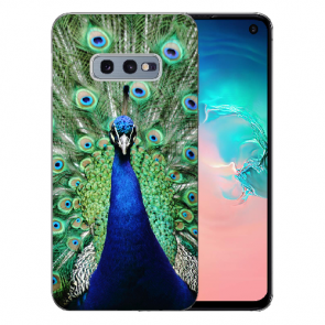 Silikon Schutzhülle mit Bilddruck Pfau für Samsung Galaxy S10e