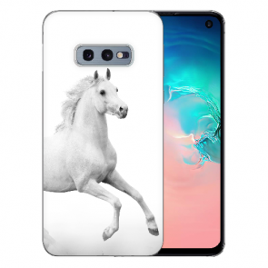 Silikon Schutzhülle für Samsung Galaxy S10e mit Pferd Text Bilddruck