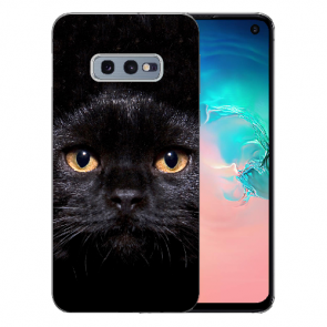 Silikon Schutzhülle mit Bilddruck Schwarz Katze für Samsung Galaxy S10e