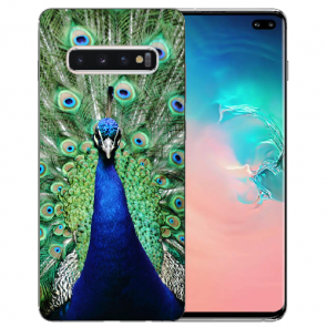 Schutzhülle TPU-Silikon mit Pfau Bilddruck für Samsung Galaxy S10 