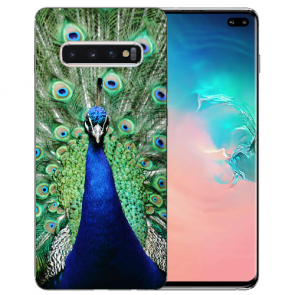 TPU Schutzhülle für Samsung Galaxy S10 Plus mit Pfau Bilddruck