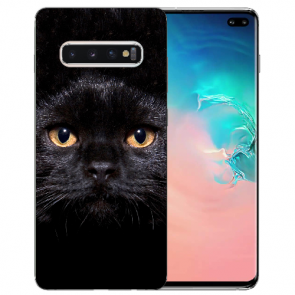 Schutzhülle TPU-Silikon mit Schwarz Katze Bilddruck für Samsung Galaxy S10 