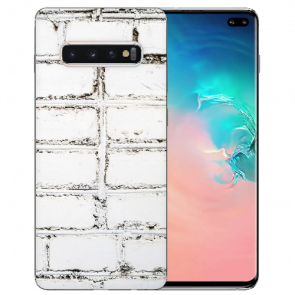 Samsung Galaxy S10 Plus Silikon TPU mit Fotodruck Weiße Mauer Etui