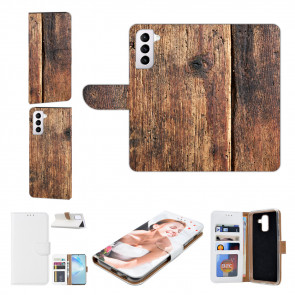 Samsung Galaxy S21 FE Handy Schutzhülle mit Holzoptik Bilddruck 