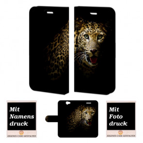 HTC One A9 Handy Tasche Hülle mit Leopard Bild Druck Etui