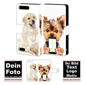 Schutzhülle Handy Tasche für Huawei G6 mit Foto Text Druck