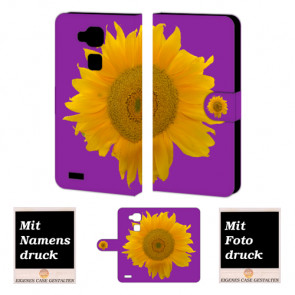 Huawei Mate 7 Schutzhülle Handy Tasche mit Sonnenblumen Fotodruck