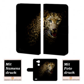 Handy Tasche Hülle für Huawei Mate 7 mit Leopard Fotodruck