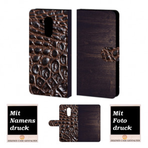 Huawei Mate 8 Holz - Croco Optik Handy Tasche Hülle Foto Bild Druck