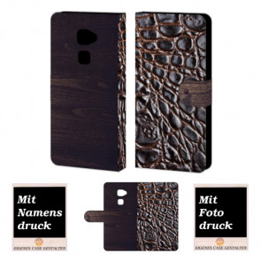 Huawei Mate S croco - Holz Optik Handy Tasche Hülle Foto Bild Druck