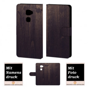 Handy Hülle Tasche für Huawei Mate S mit Holz Optik Fotodruck  