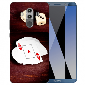 Huawei Mate 10 Pro Silikon TPU Hülle mit Spielkarten-Würfel Bilddruck 