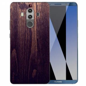 Huawei Mate 10 Pro TPU Hülle mit HolzOptik Dunkelbraun Fotodruck 