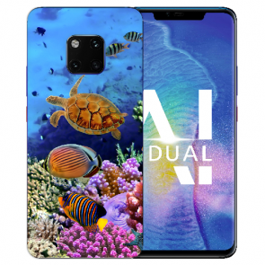 Huawei Mate 20 Pro Silikon TPU mit Bilddruck Aquarium Schildkröten