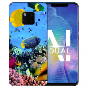 Huawei Mate 20 Pro Silikon TPU Handy Hülle mit Bilddruck Korallenfische