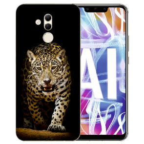 Huawei Mate 20 Lite Silikon TPU Hülle mit Fotodruck Leopard beim Jagd