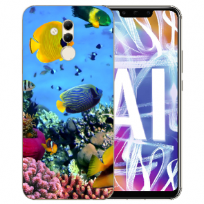 Huawei Mate 20 Lite Silikon TPU Hülle mit Fotodruck Korallenfische Etui