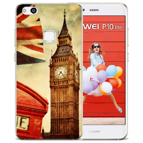 Huawei P10 Lite Silikon Schutzhülle TPU mit Big Ben London Bilddruck 