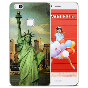 Huawei P10 Lite Silikon Schutzhülle TPU mit Bilddruck Freiheitsstatue