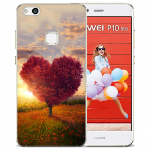 Huawei P10 Lite Silikon Schutzhülle TPU mit Bilddruck Herzbaum