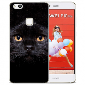 Silikon Schutzhülle TPU für Huawei P10 Lite mit Schwarz Katze Bilddruck