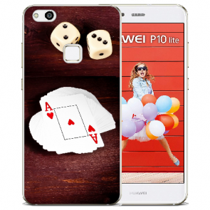 Huawei P10 Lite Silikon Schutzhülle TPU mit Bilddruck Spielkarten-Würfel