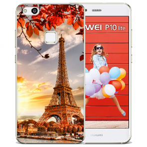 Huawei P10 Lite Silikon Schutzhülle TPU mit Eiffelturm Bilddruck Etui