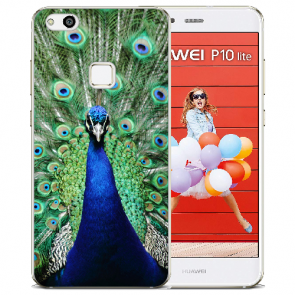 Silikon Schutzhülle TPU für Huawei P10 Lite mit Pfau Bilddruck Etui