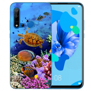 Huawei P20 Lite 2019 TPU Silikonhülle mit Bilddruck Aquarium Schildkröten