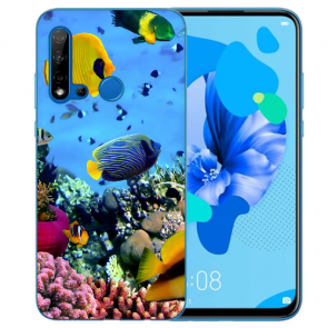 Huawei P20 Lite 2019 TPU Silikonhülle mit Korallenfische Bilddruck 