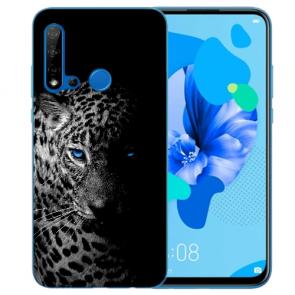 Huawei P20 Lite 2019 Silikonhülle mit Bilddruck Leopard mit blauen Augen