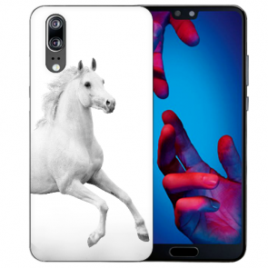 Huawei P20 Silikon Case TPU Hülle mit Pferd Bild namen Druck 