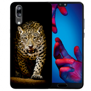 Huawei P20 Silikon TPU Handy Hülle mit Fotodruck Leopard beim Jagd