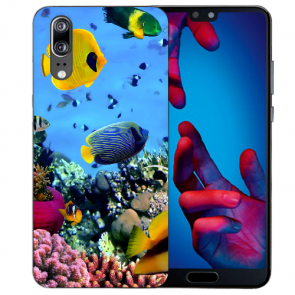 Silikon TPU Hülle für Huawei P20 mit Fotodruck Korallenfische Etui