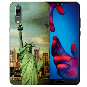 Huawei P20 Schutzhülle Silikon TPU mit Fotodruck Freiheitsstatue