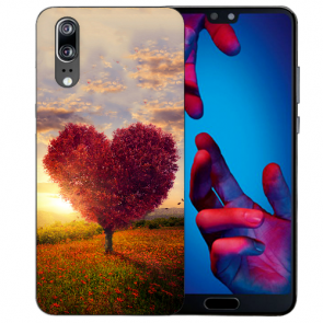 Huawei P20 Handy Hülle Silikon TPU Case mit Fotodruck Herzbaum