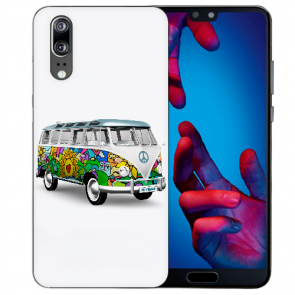 Huawei P20 Handy Hülle Silikon TPU mit Hippie Bus Fotodruck 